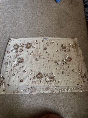 No Boundaries Cream Sequin Mini Skirt